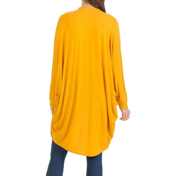 Women's Rayon Spandex Batwing Sleeve Cardigan Large Mustard Lightweight - Picture 4 of 4